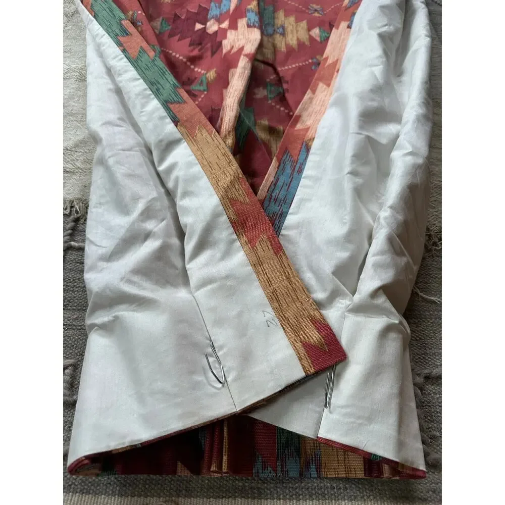 Vintage custom drapes lined pinch pleat Southwestern kilim traditional set pair